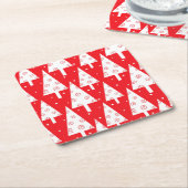 Rotes Weihnachtsbaum-Muster Rechteckiger Pappuntersetzer (angewinkelt)