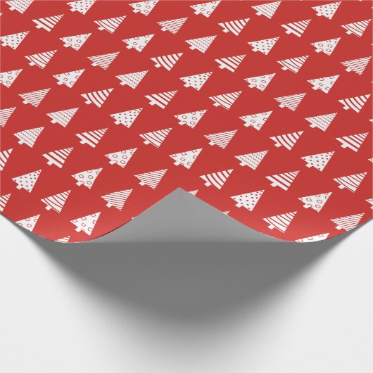 Rotes Weihnachtsbaummuster Geschenkpapier (Ecke)