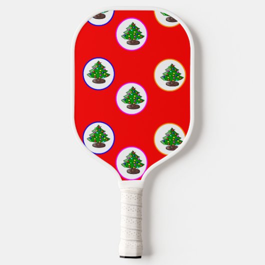 Rotes Weihnachtsbaummuster Pickleball Schläger (Rückseite)
