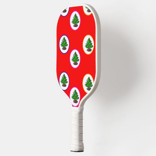Rotes Weihnachtsbaummuster Pickleball Schläger (Links)
