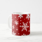 Rotes Weihnachtsdesign mit Schneeflocken Kaffeetasse (Vorderseite Links)