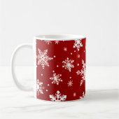 Rotes Weihnachtsdesign mit Schneeflocken Kaffeetasse (Links)