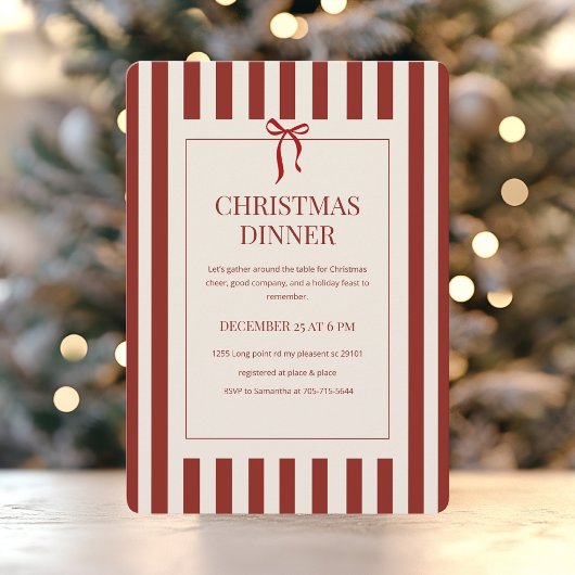 Rotes Weihnachtsessen Einladung