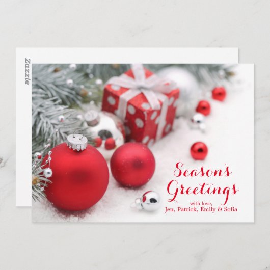 Rotes Weihnachtsfest Feiertagskarte (Vorne/Hinten)