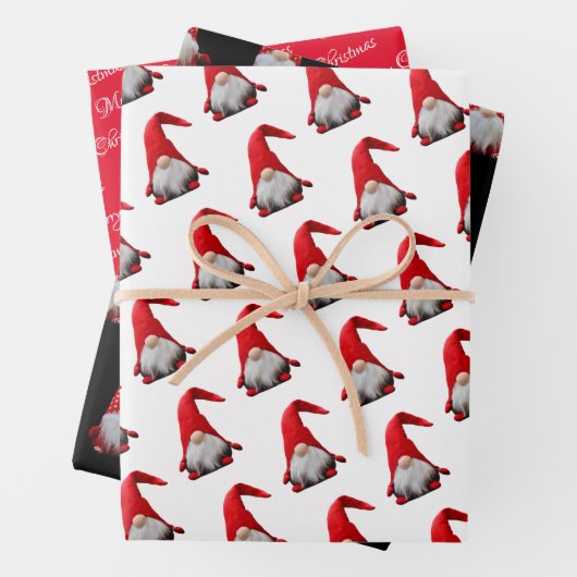 Rotes Weihnachtsfest | Gnome | Weihnachten Geschenkpapier Set (Beispiel)