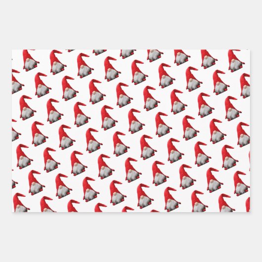 Rotes Weihnachtsfest | Gnome | Weihnachten Geschenkpapier Set (Vorderseite)