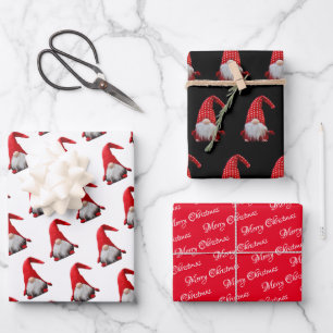 Rotes Weihnachtsfest   Gnome   Weihnachten Geschenkpapier Set