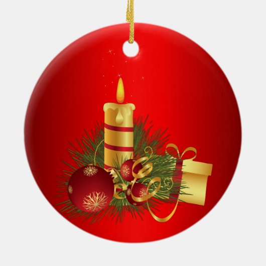 Rotes Weihnachtsfest Keramik Ornament (Hinten)