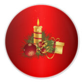 Rotes Weihnachtsfest Keramikknauf (Vorderseite)