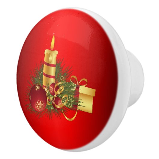 Rotes Weihnachtsfest Keramikknauf (Rechts)