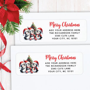Rotes Weihnachtsfest Niedliche Pinguine
