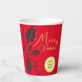 Rotes Weihnachtsfest Pappbecher (Rückseite)