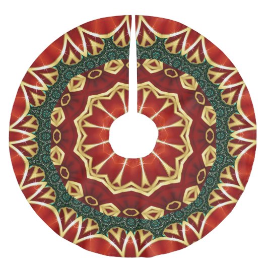 Rotes Weihnachtsfest Polyester Weihnachtsbaumdecke (Vorderseite)