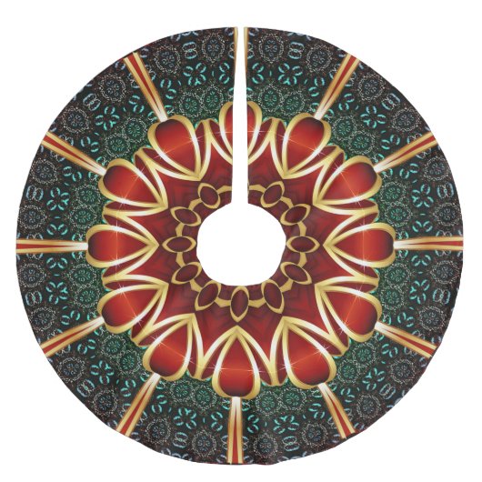 Rotes Weihnachtsfest Polyester Weihnachtsbaumdecke (Vorderseite)
