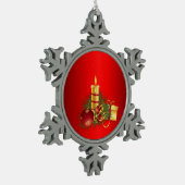 Rotes Weihnachtsfest Schneeflocken Zinn-Ornament (Links)