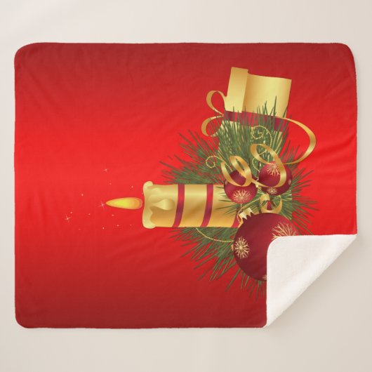 Rotes Weihnachtsfest Sherpadecke (Vorderseite (Horizontal))
