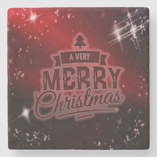 Rotes Weihnachtsfest Steinuntersetzer (Vorderseite)