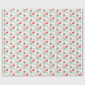 Rotes Weihnachtsflamingo-Packpapier Geschenkpapier (Flach)