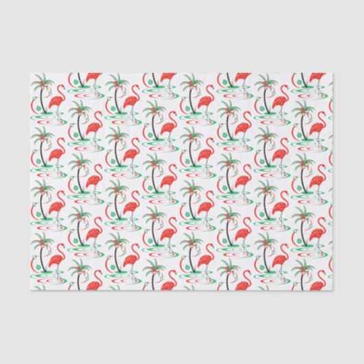 Rotes Weihnachtsflamingo-Seidenpapier Seidenpapier (Vorderseite)