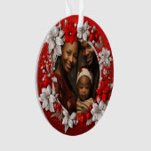 Rotes Weihnachtsgebälk-Foto Ornament (Vorderseite)