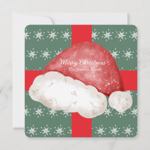 Rotes Weihnachtsgeschenk Santa Hut Familie Karte