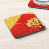 Rotes Weihnachtsgeschenk Untersetzer (Linke Seite)