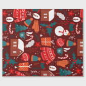 Rotes Weihnachtsgeschenk-Verpackungspapier mit fes Geschenkpapier (Flach)