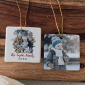 Rotes Weihnachtsjahr-Foto Keramikornament