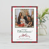 Rotes Weihnachtskariert Foto Feiertagskarte (Stehend Vorderseite)