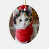 Rotes Weihnachtskätzchen Ornament Aus Metall (Rechts)