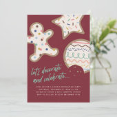 Rotes Weihnachtskochtopf Dekorieren Party Einladun Einladung (Stehend Vorderseite)