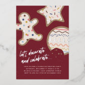 Rotes Weihnachtskochtopf Dekorieren Party Einladun Folieneinladung (Vorderseite)