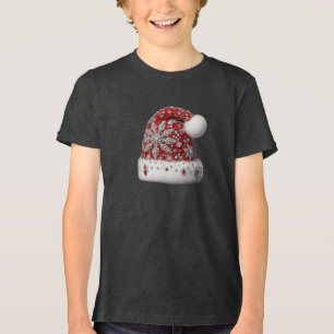 Rotes Weihnachtsmann-Hut Jungen T-Shirt Tri-Blend Shirt