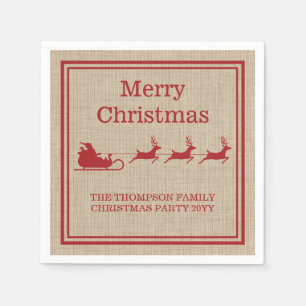Rotes Weihnachtsmann-Schlitten-Weihnachts-Silhouet Serviette