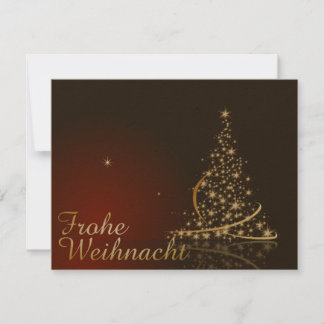 Rotes Weihnachtsmotiv mit goldenem Weihnachtsbaum Einladung