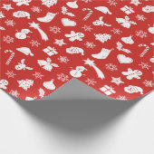 Rotes Weihnachtsmuster - blauer Hintergrund Geschenkpapier (Ecke)