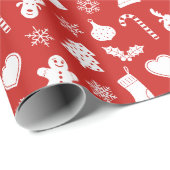 Rotes Weihnachtsmuster - blauer Hintergrund Geschenkpapier (Rolleneckpunkt)