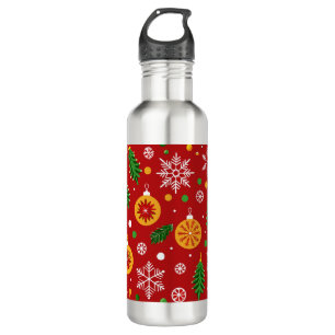 Rotes Weihnachtsmuster Edelstahlflasche