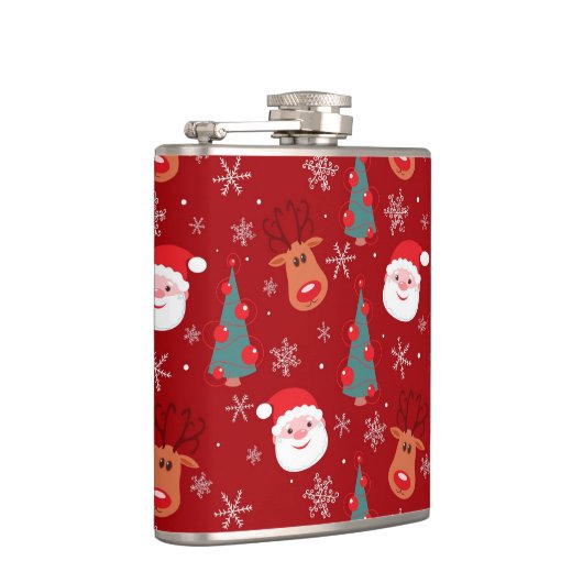 Rotes Weihnachtsmuster Flachmann (Rechts)