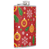 Rotes Weihnachtsmuster Flachmann (Rechts)