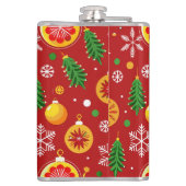 Rotes Weihnachtsmuster Flachmann (Rückseite)