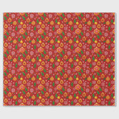 Rotes Weihnachtsmuster Geschenkpapier (Flach)