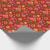 Rotes Weihnachtsmuster Geschenkpapier (Ecke)