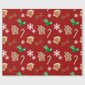 Rotes Weihnachtsmuster Geschenkpapier (Flach)