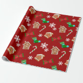 Rotes Weihnachtsmuster Geschenkpapier (Ungerollt)