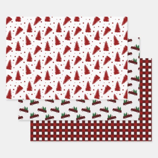 Rotes Weihnachtsmuster  Geschenkpapier Set (Set)