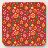 Rotes Weihnachtsmuster Getränkeuntersetzer (Vorderseite)