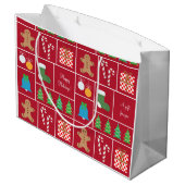 Rotes Weihnachtsmuster-große Geschenk-Tasche Große Geschenktüte (Rückseite Schrägansicht)
