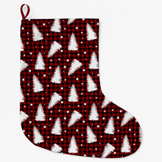 Rotes Weihnachtsmuster Großer Weihnachtsstrumpf (Vorderseite)