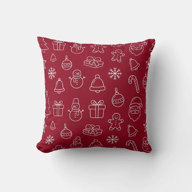 rotes Weihnachtsmuster Kissen Feier (Vorderseite)